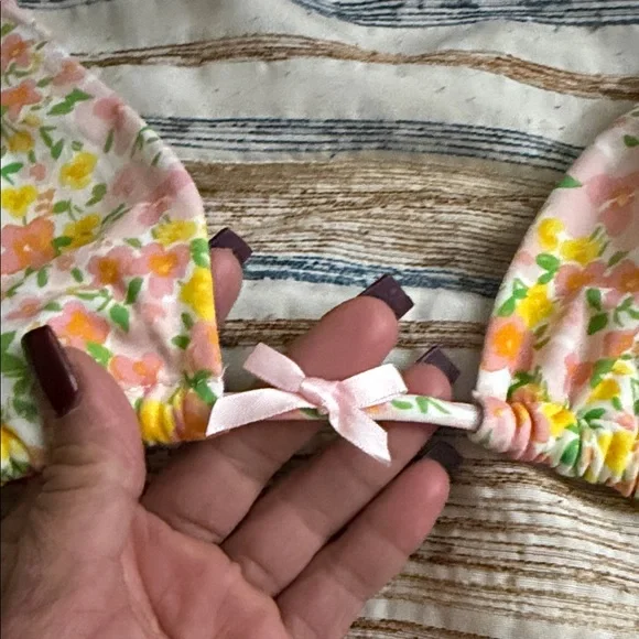 Pacsun Eco PINK FLORAL LOLA BOWTIE BIKINI SET - Picture 10 of 16